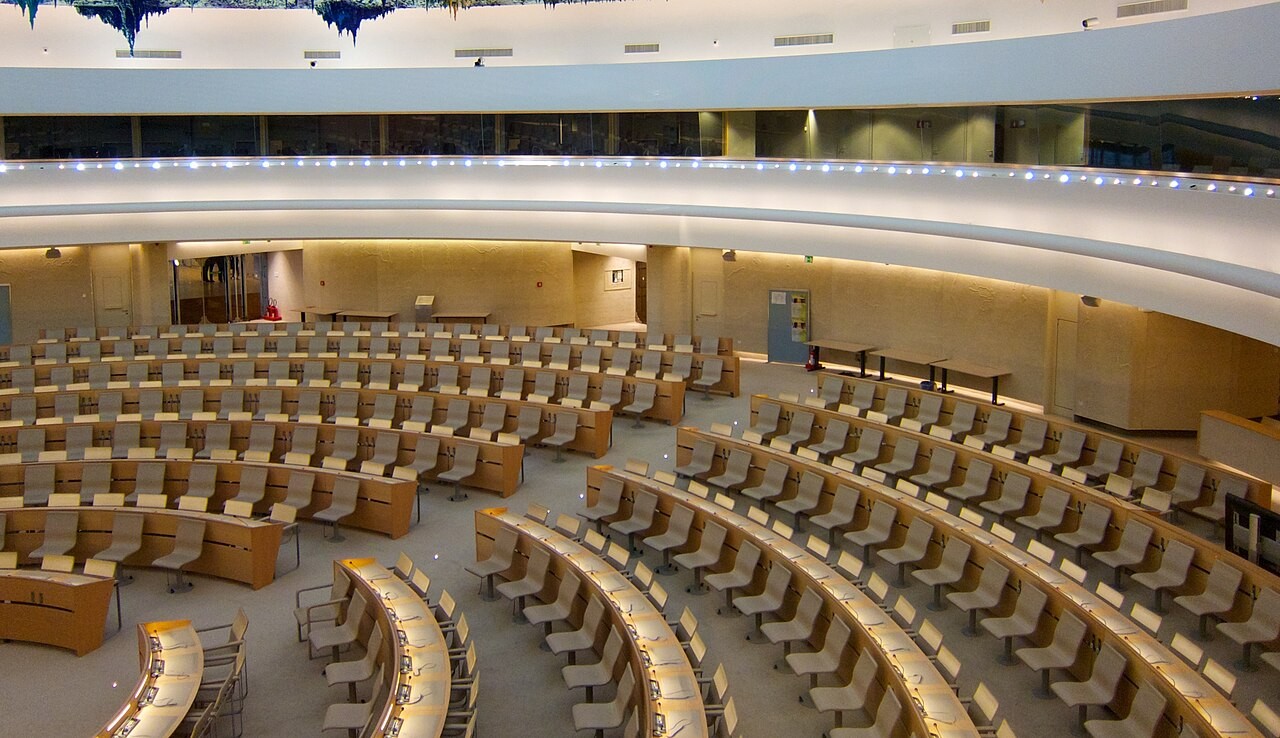 Room XX at the Palais des Nations, Geneva. File photograph for UN diplomatic context; not the Sudan meeting.
