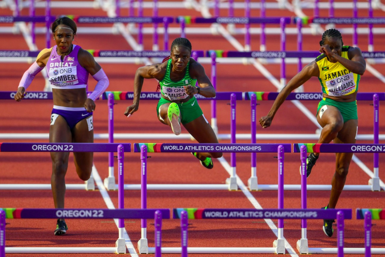 Tobi Amusan at the 2022 World Athletics Championships. File photograph from the competition.