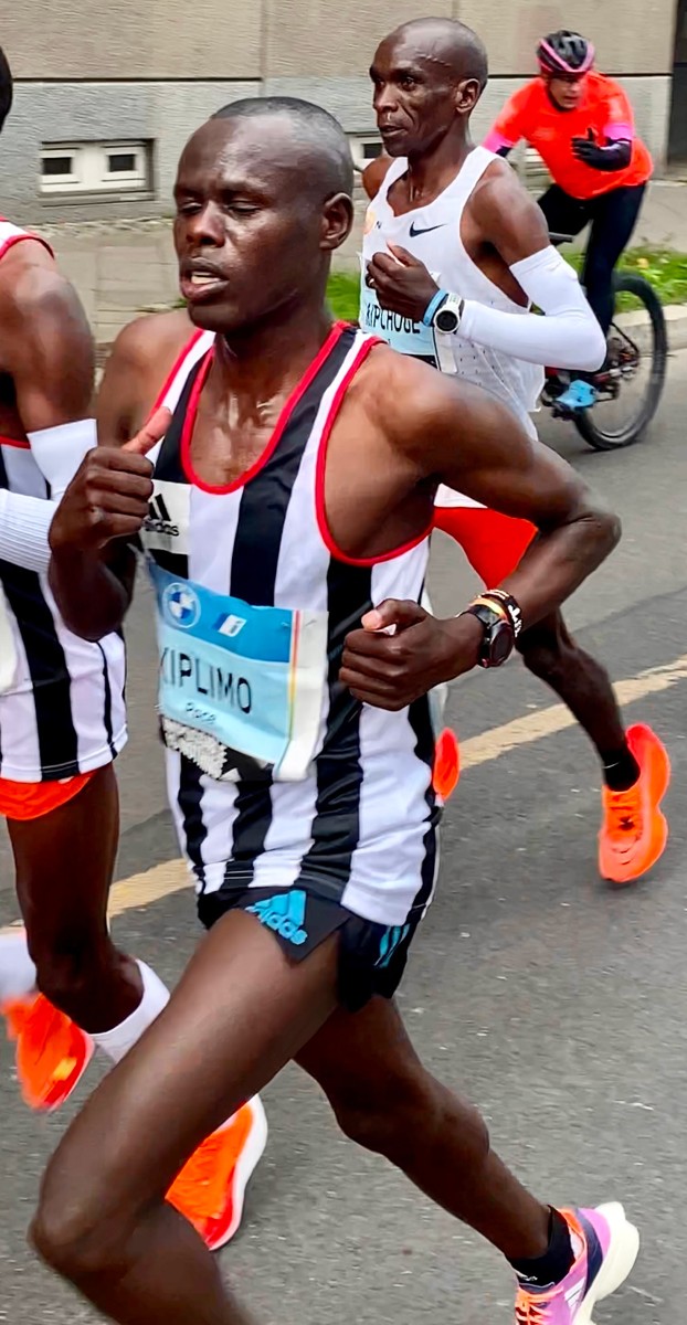 Eliud Kipchoge during the 2022 Berlin Marathon. This file image is not from the 2019 Vienna challenge.