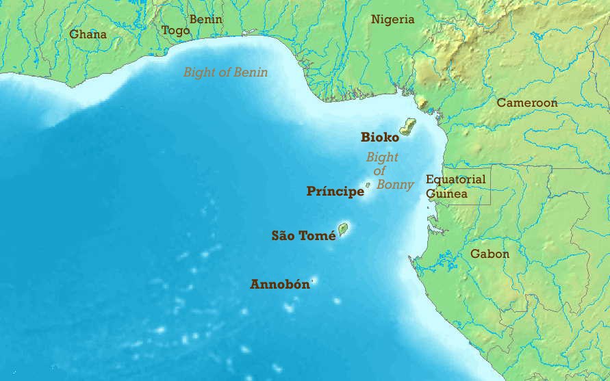 A map of the Gulf of Guinea. Geographic context only; the map does not mark the OPL 257 or PPL 261 licence boundaries.