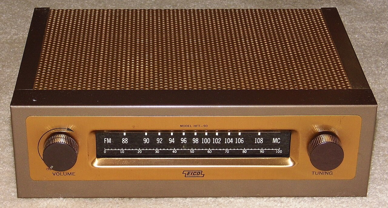 A vintage Eico FM tuner from around 1959. Illustrative equipment photograph, not a device used by Cool FM for COMA.
