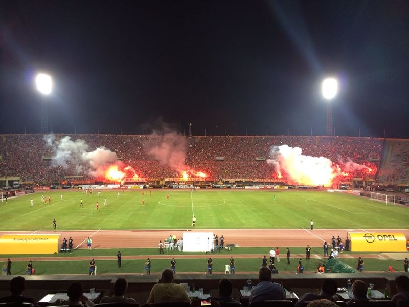Galatasaray playing Atletico Madrid in 2014. Historical match photograph, not the October 2026 derby against Fenerbahce.