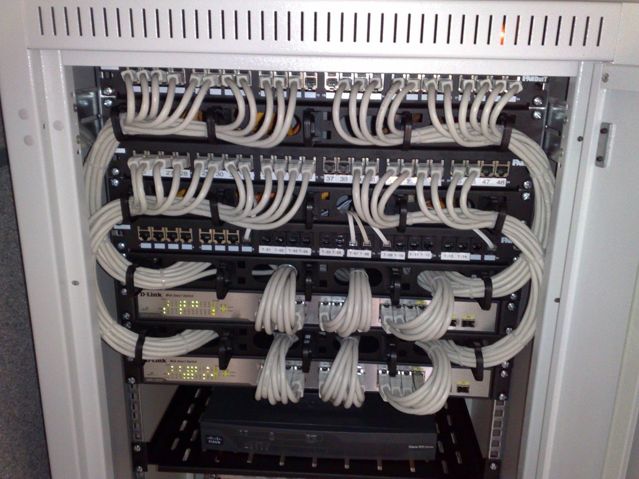 Ethernet switches and patch panels in a network rack. File photograph illustrating infrastructure, not equipment supplied to the NUC.