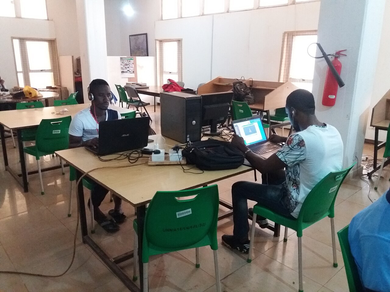 Students with visual impairments using a Nigerian university library. File photograph; they are not identified as scholarship recipients.