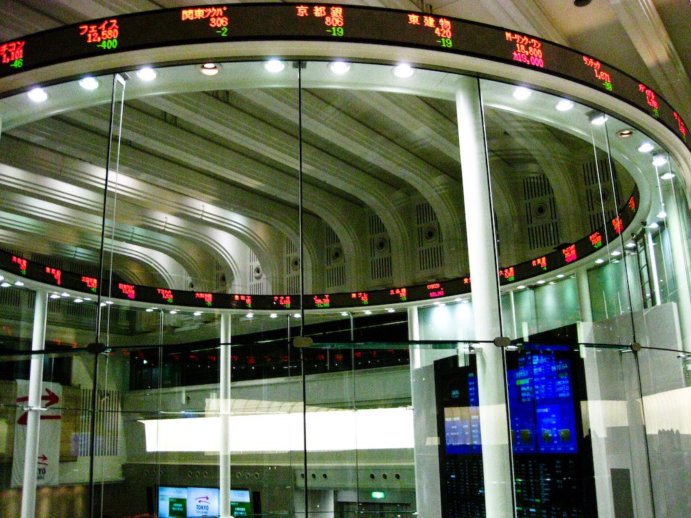 Market information at the Tokyo Stock Exchange. File photograph illustrating financial markets; not VFD’s offices or results.