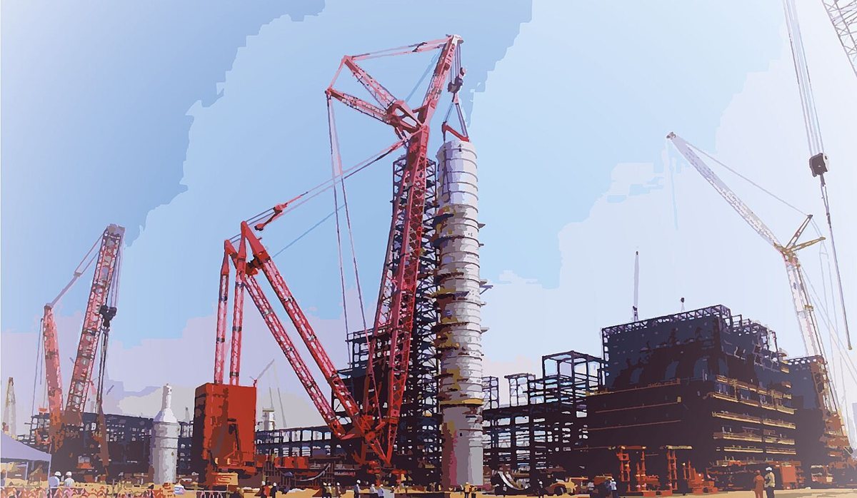 Industrial equipment at Dangote refinery. Context photograph, not one of the proposed modular refineries.